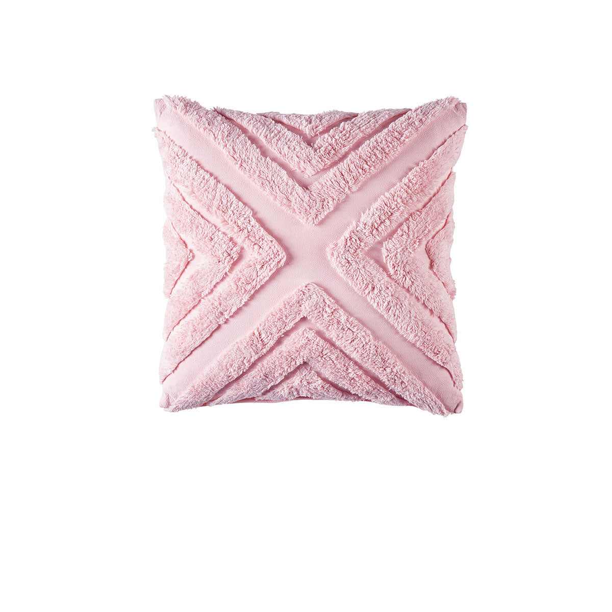 Pink textured pillow on a white background