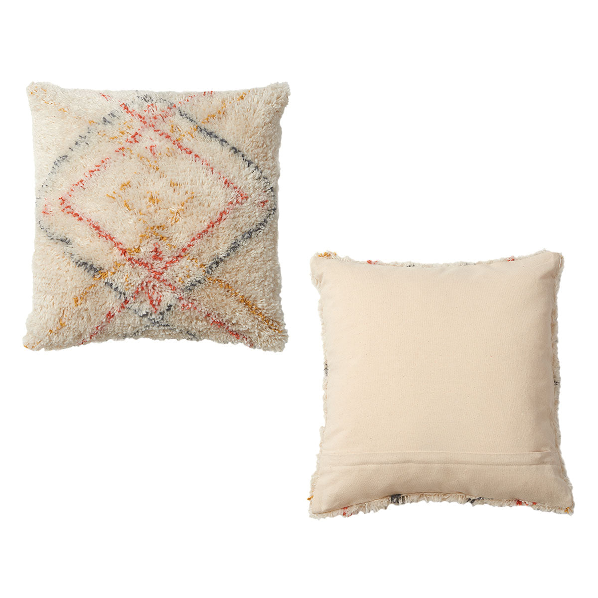 Two decorative pillows on a white background