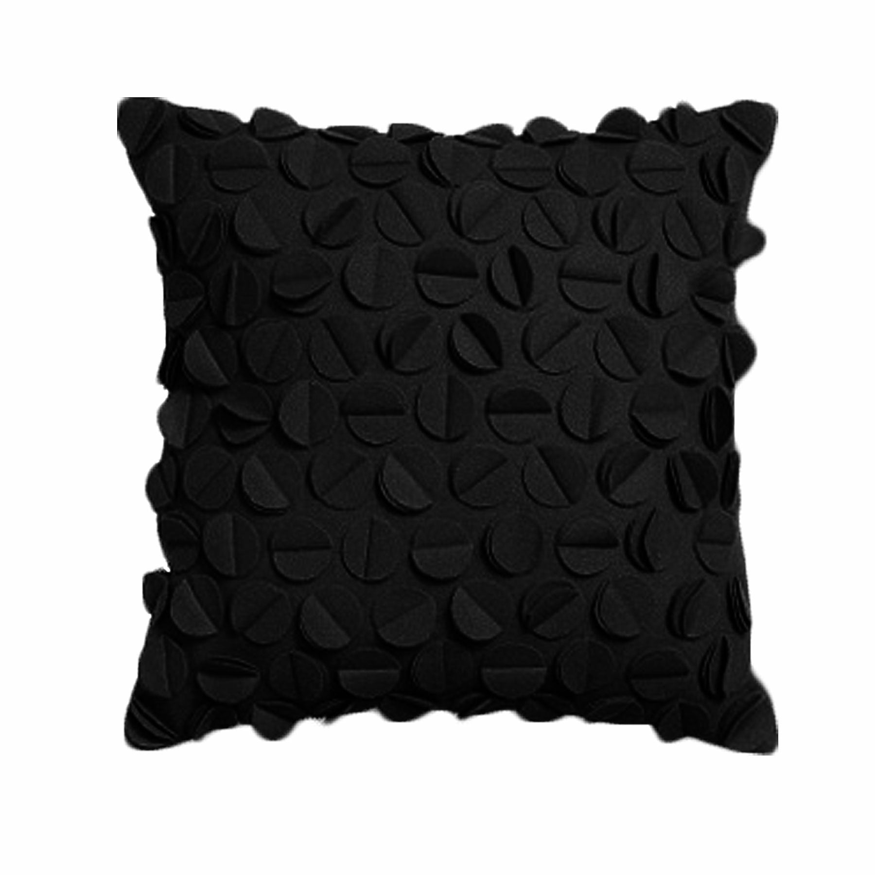 Black textured pillow on a white background