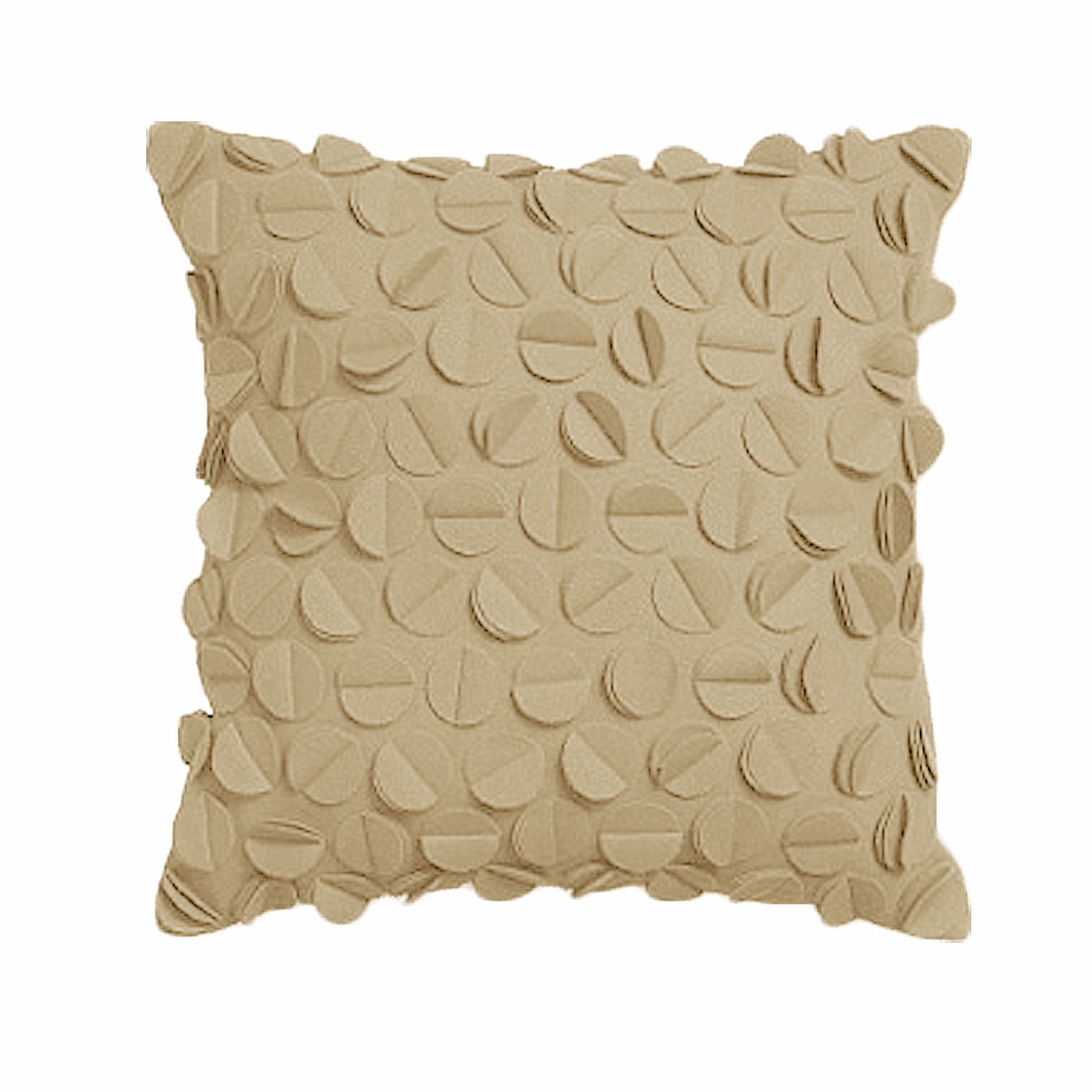Beige textured pillow on a white background