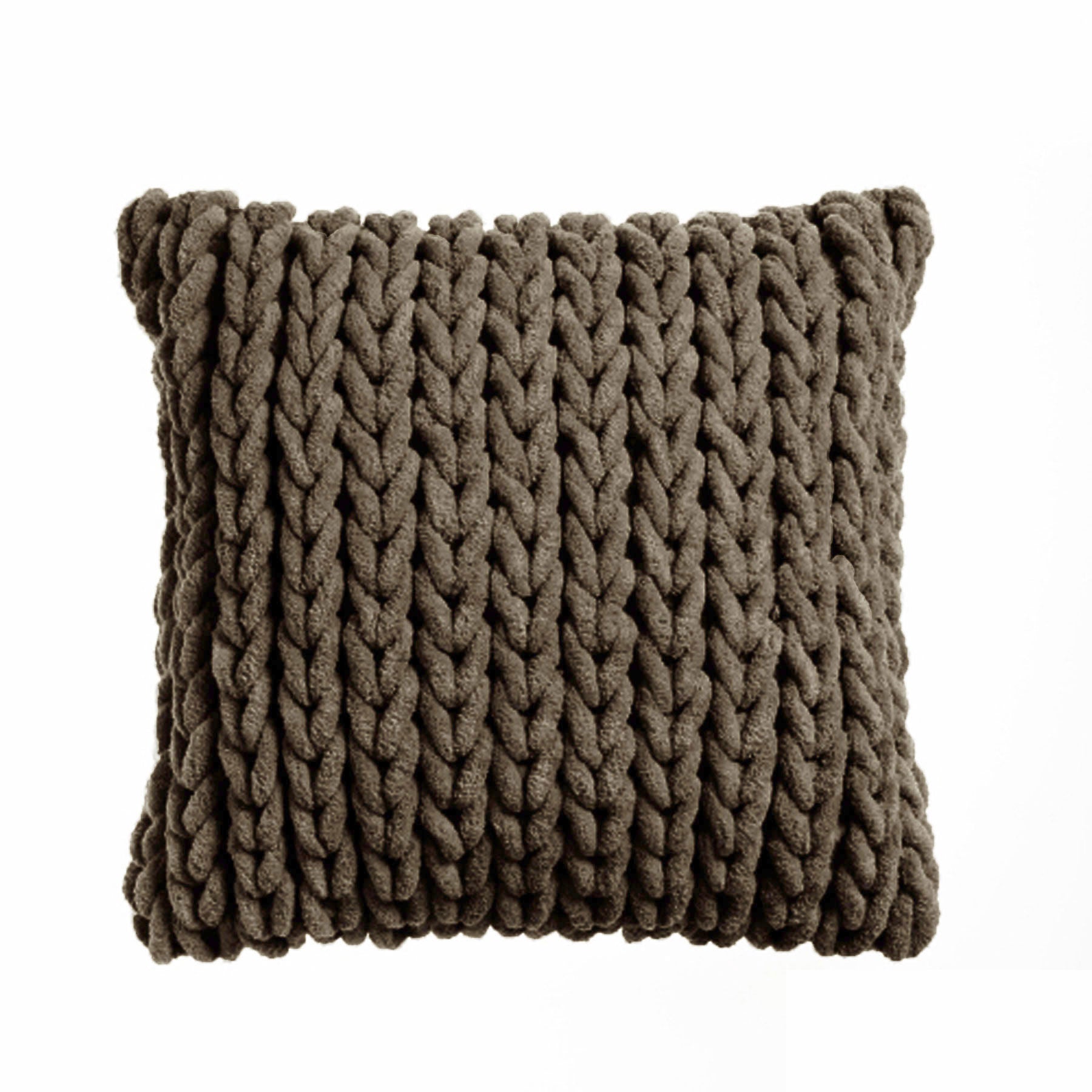 Brown textured pillow on a white background