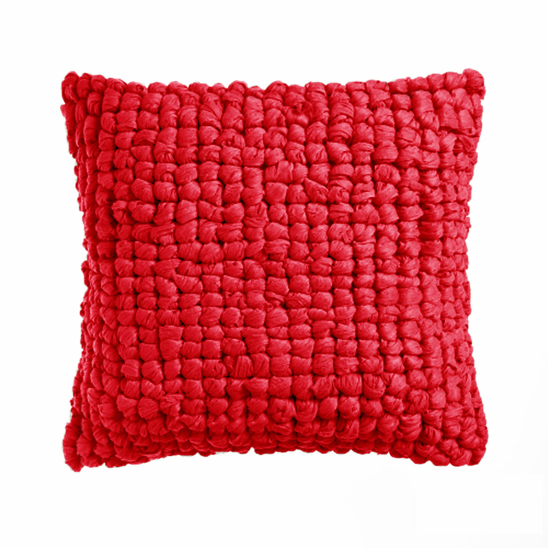 Red textured pillow on a white background