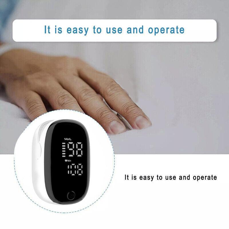 Digital thermometer held by a hand with text indicating ease of use.