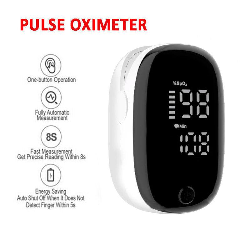 Pulse oximeter with digital display on a white background