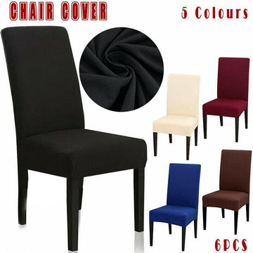 Chair cover with black fabric swatch and multiple color examples on a white background