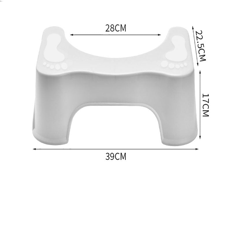 White ceramic stool with dimensions labeled on a white background