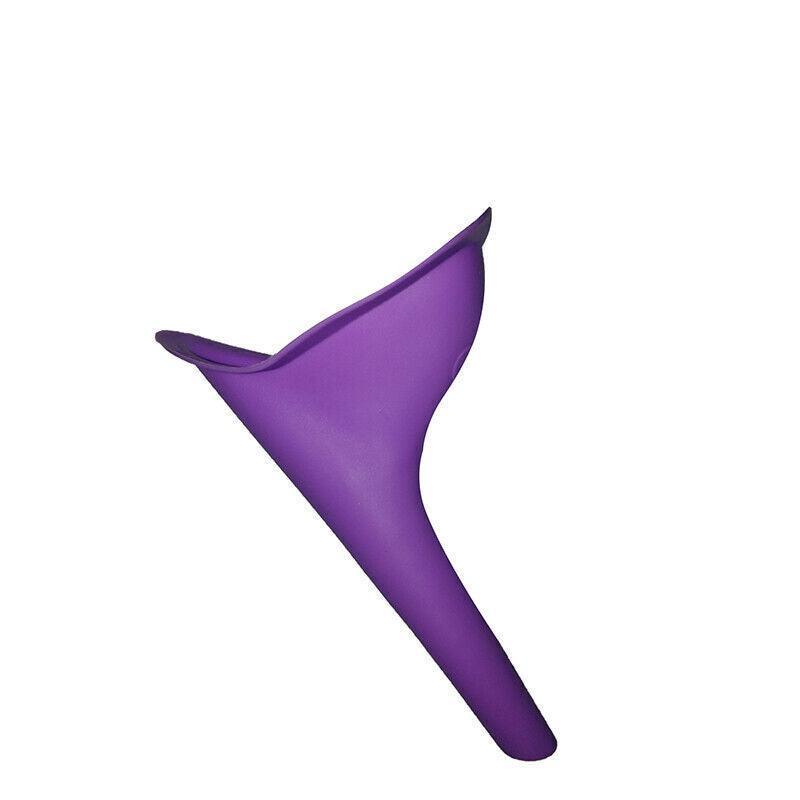 Purple plastic funnel on a white background