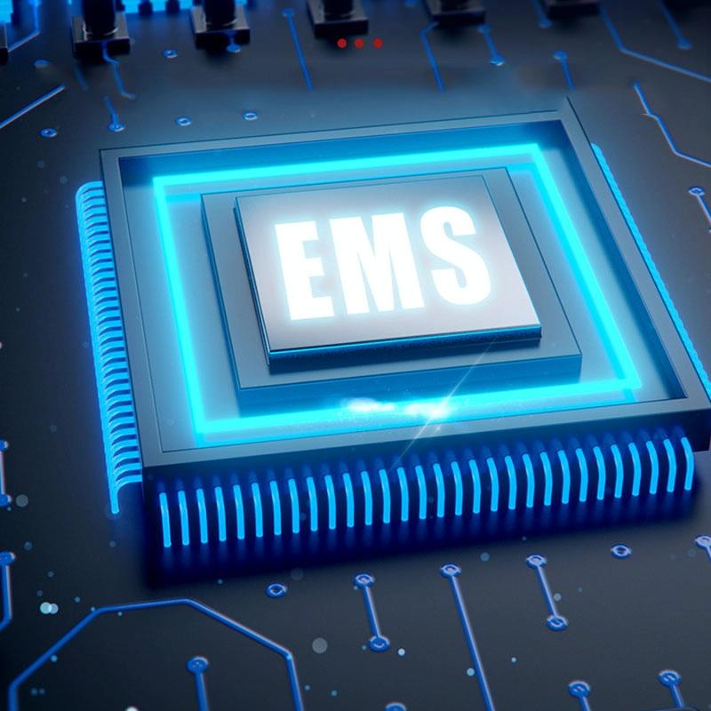 Electronic component with 'EMS' text on a circuit board