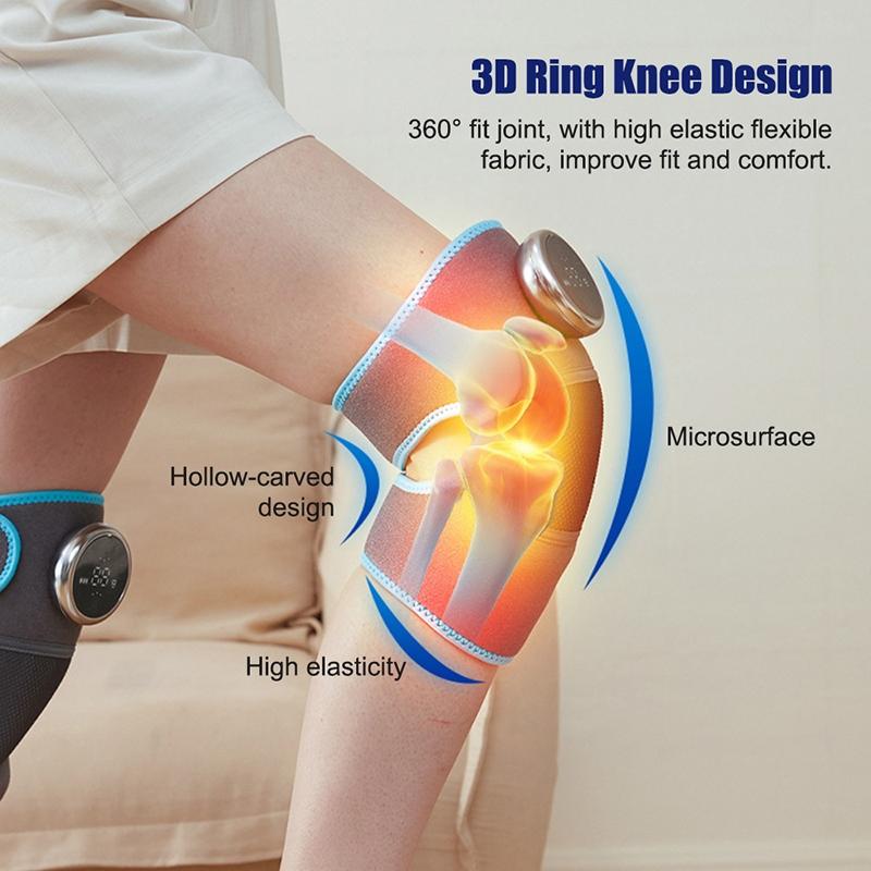 Knee brace with 3D ring design on a leg, showing joint anatomy and features.