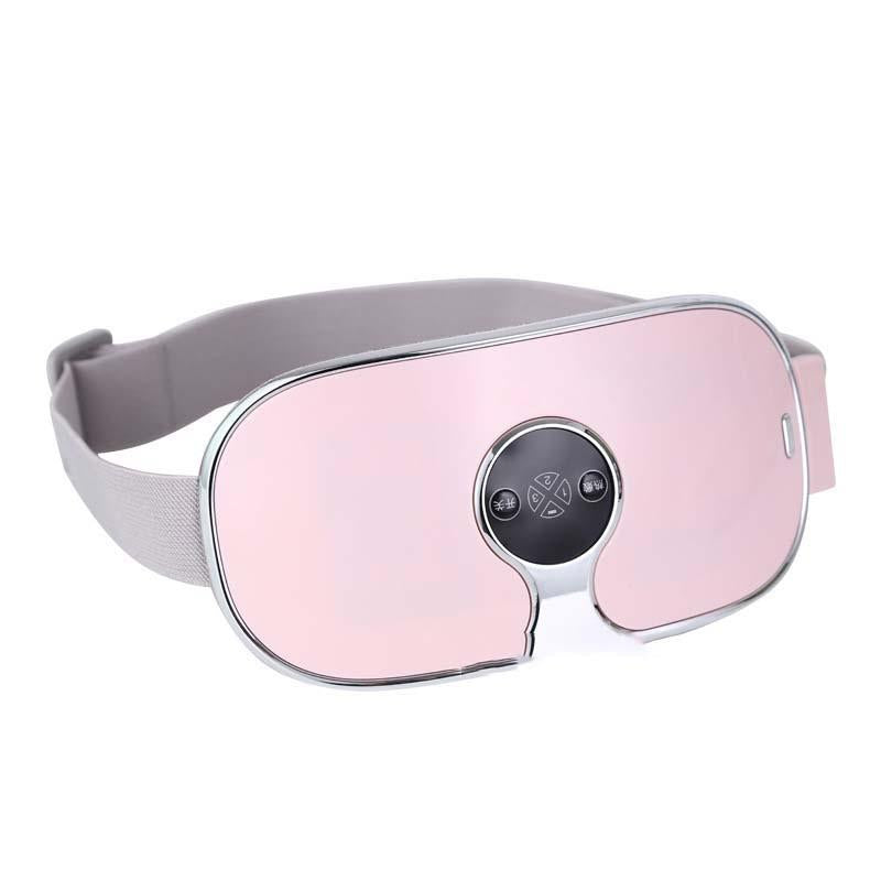 Pink and gray eye mask with control panel on a white background