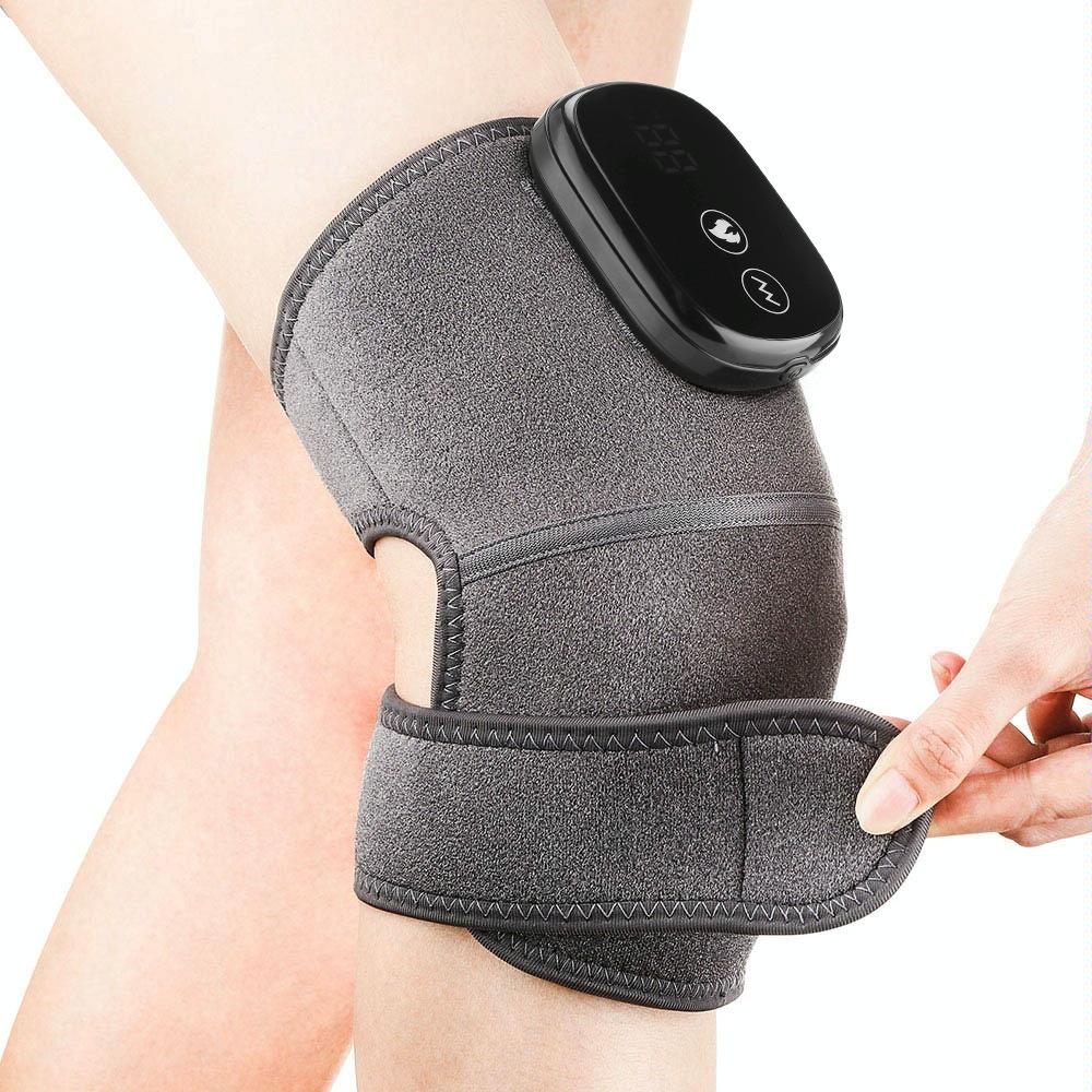 Gray knee brace with a digital display on a person's knee