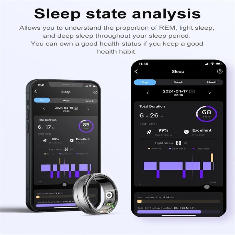 Smartphone displaying sleep analysis app with a sleep tracker on a light gray background