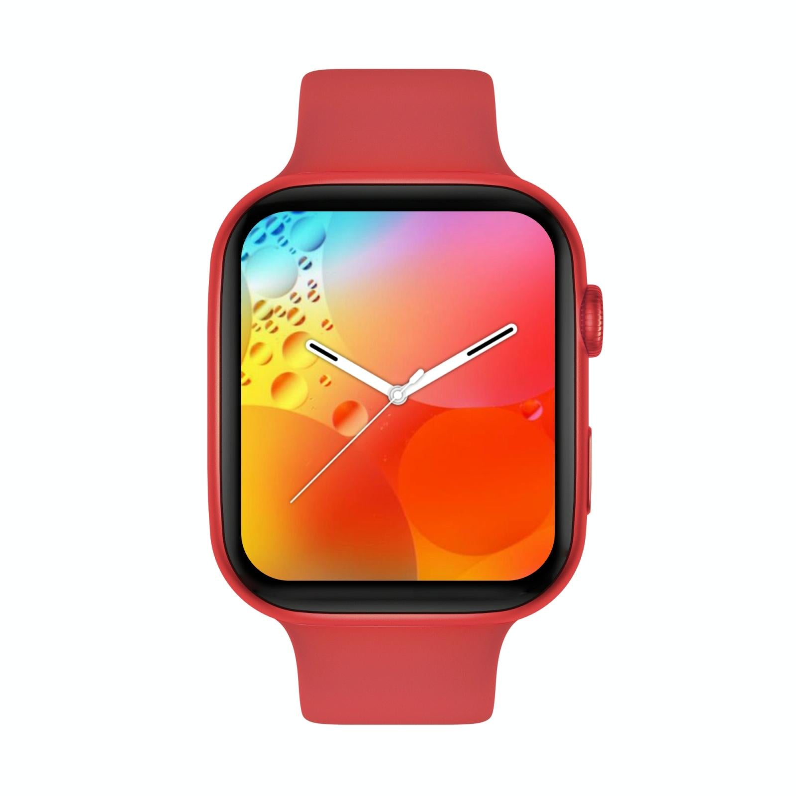 Smartwatch with a red band on a white background