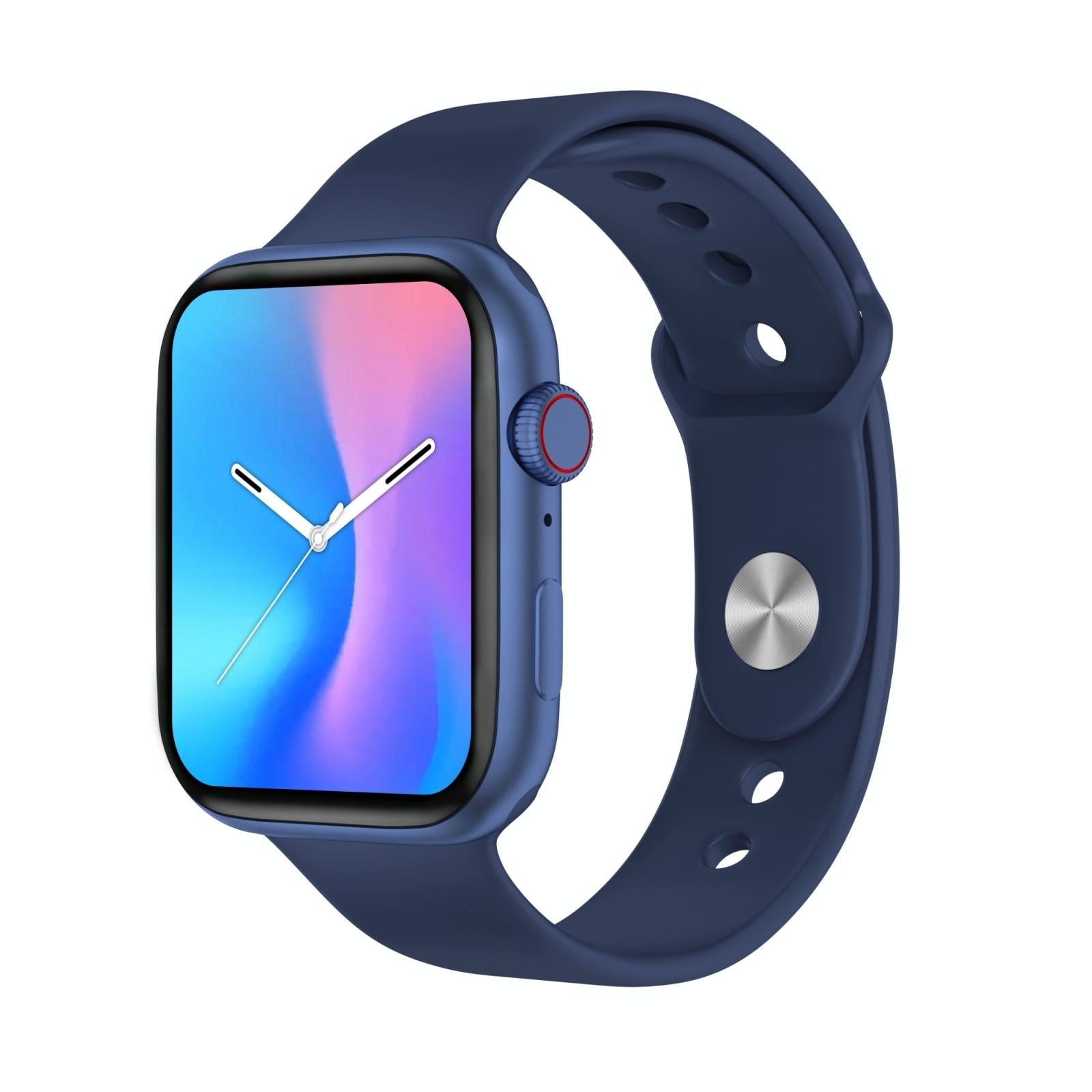 Smartwatch with a blue band on a white background