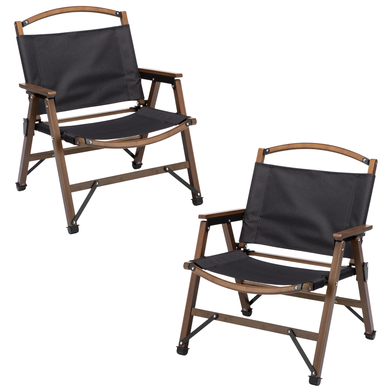 2x Bamboo Canvas Foldable Outdoor Camping Chair