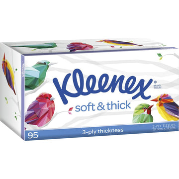 Kleenex tissue box with colorful bird design on a white background