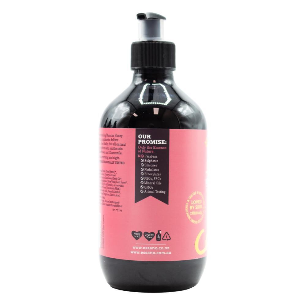 Bottle with a pink label on a white background