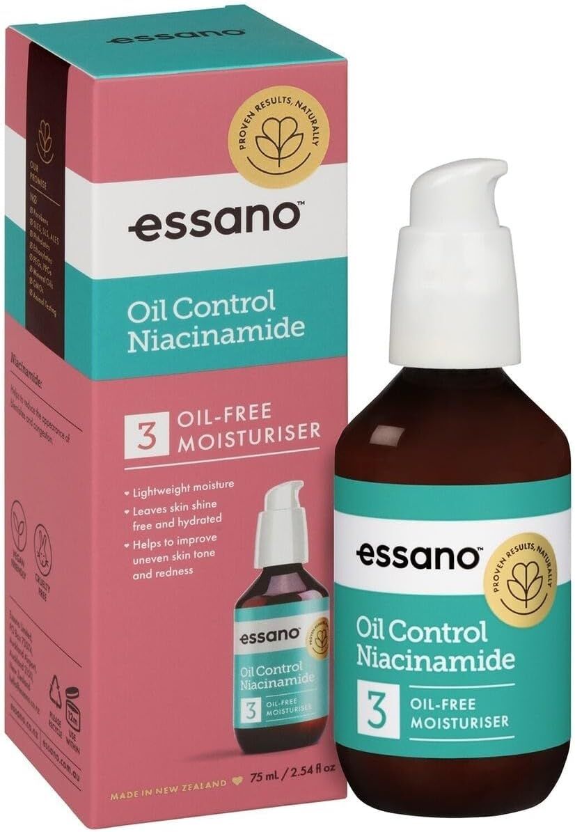 Essano Oil Control Niacinamide bottle and packaging on a white background