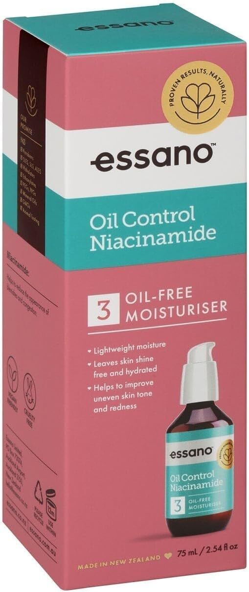 Essano Oil Control Niacinamide moisturizer with packaging on a white background