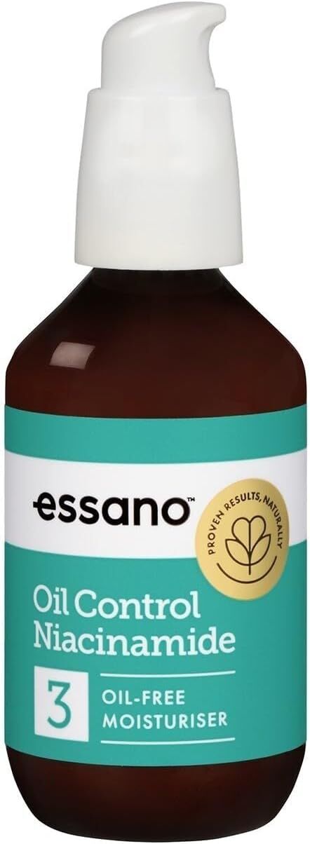Essano Oil Control Niacinamide bottle with pump on a white background