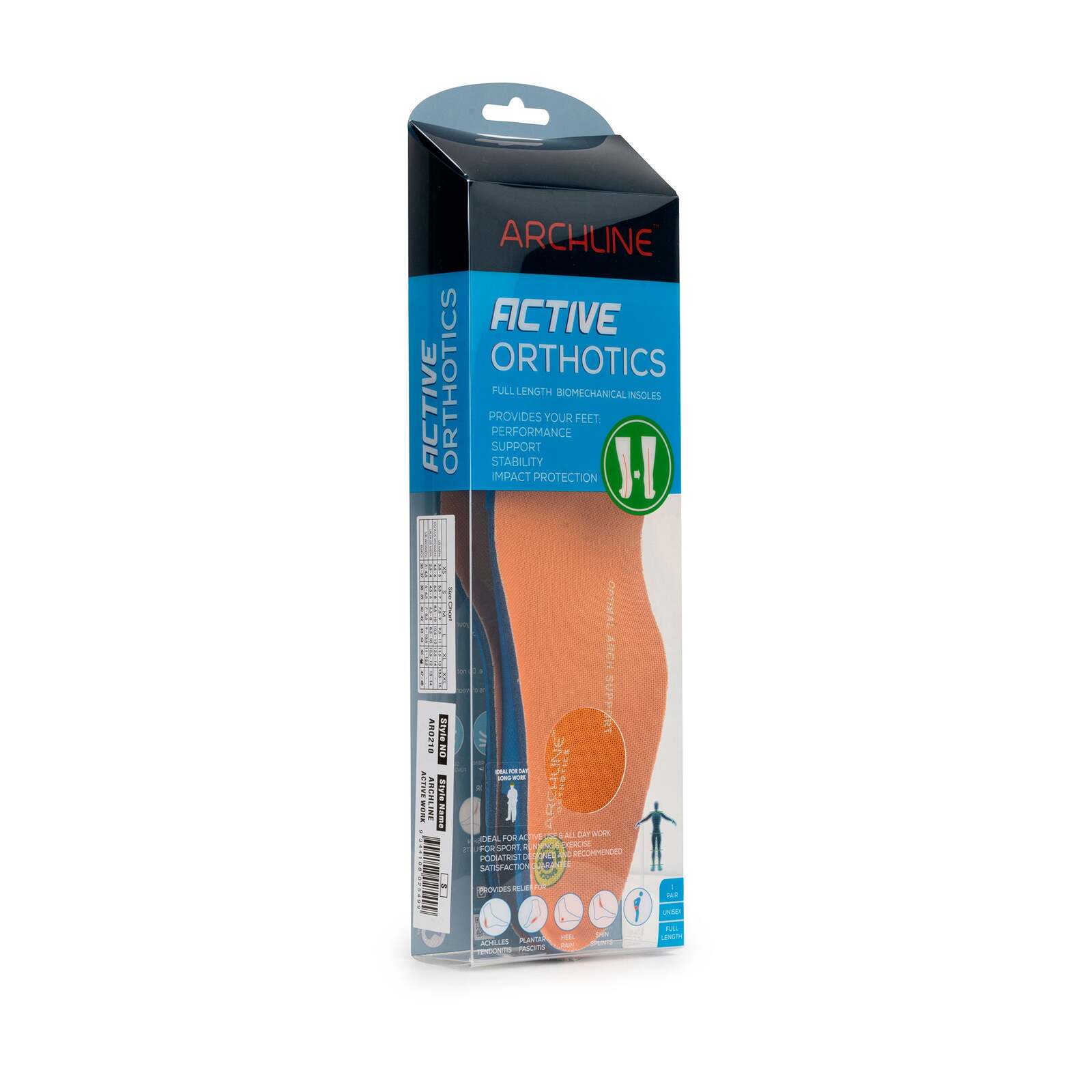 Packaged orthotic insole with Archune branding on a white background
