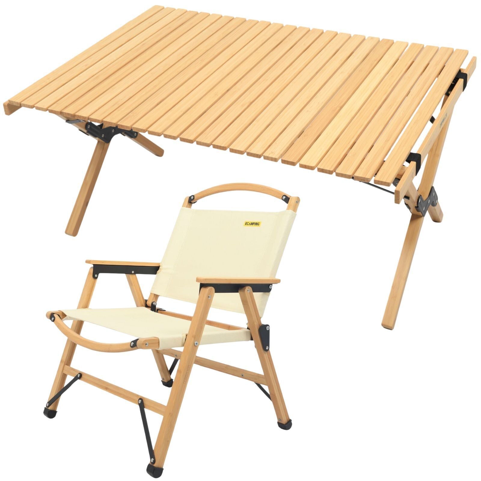 Camping table and chair set on a white background
