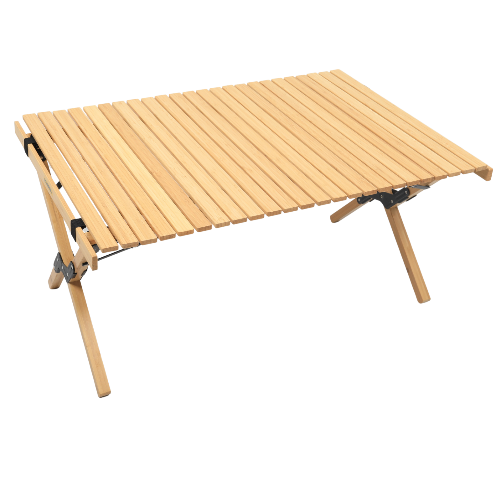 Wooden folding table on a white background