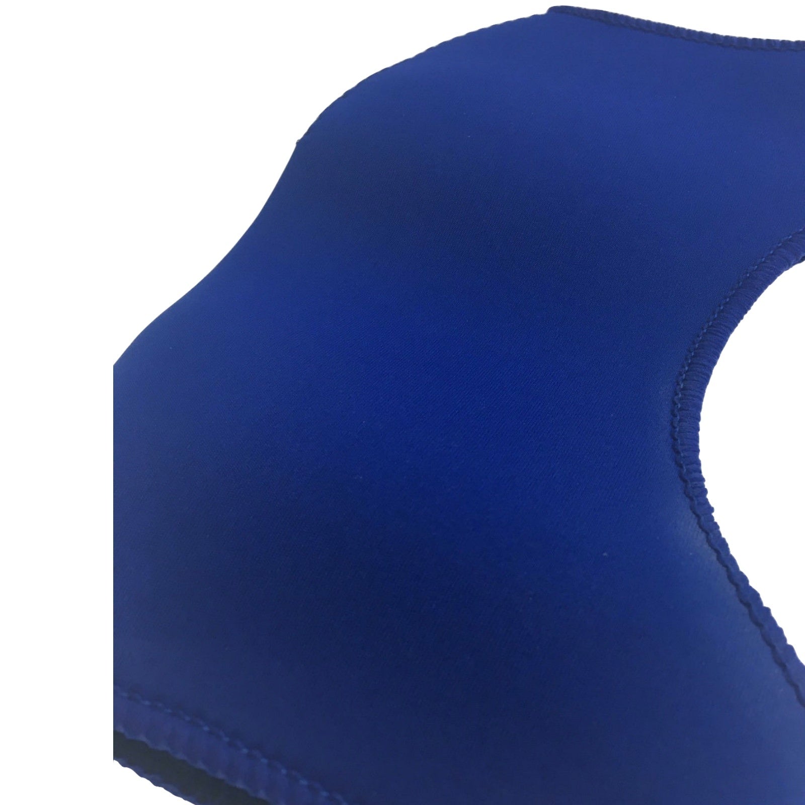 Close-up of a blue sports bra on a white background