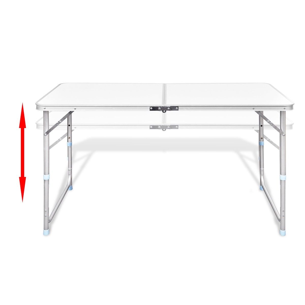 Foldable table with adjustable height on a white background