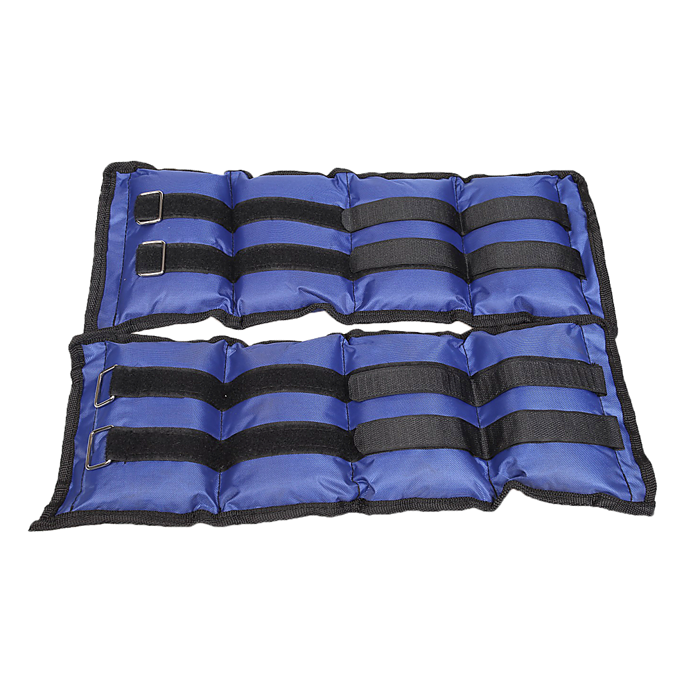 Blue and black weighted vest on a white background