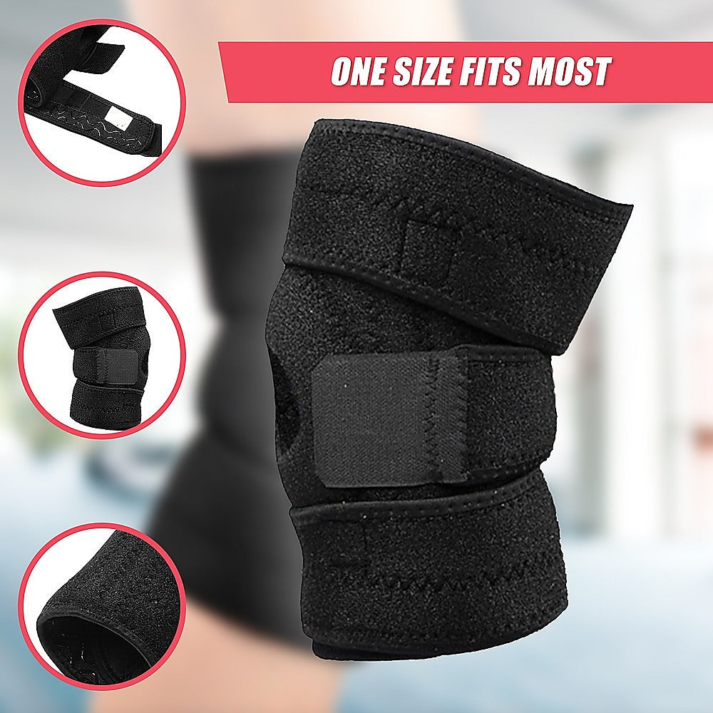Black knee brace with close-up insets on a blurred background