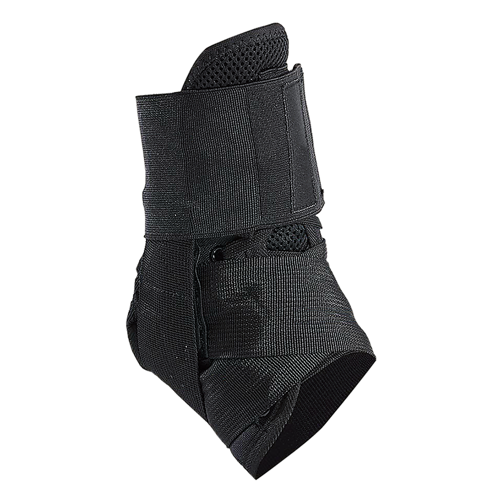 Black ankle support brace on a white background