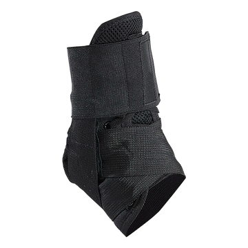 Black ankle support brace on a white background