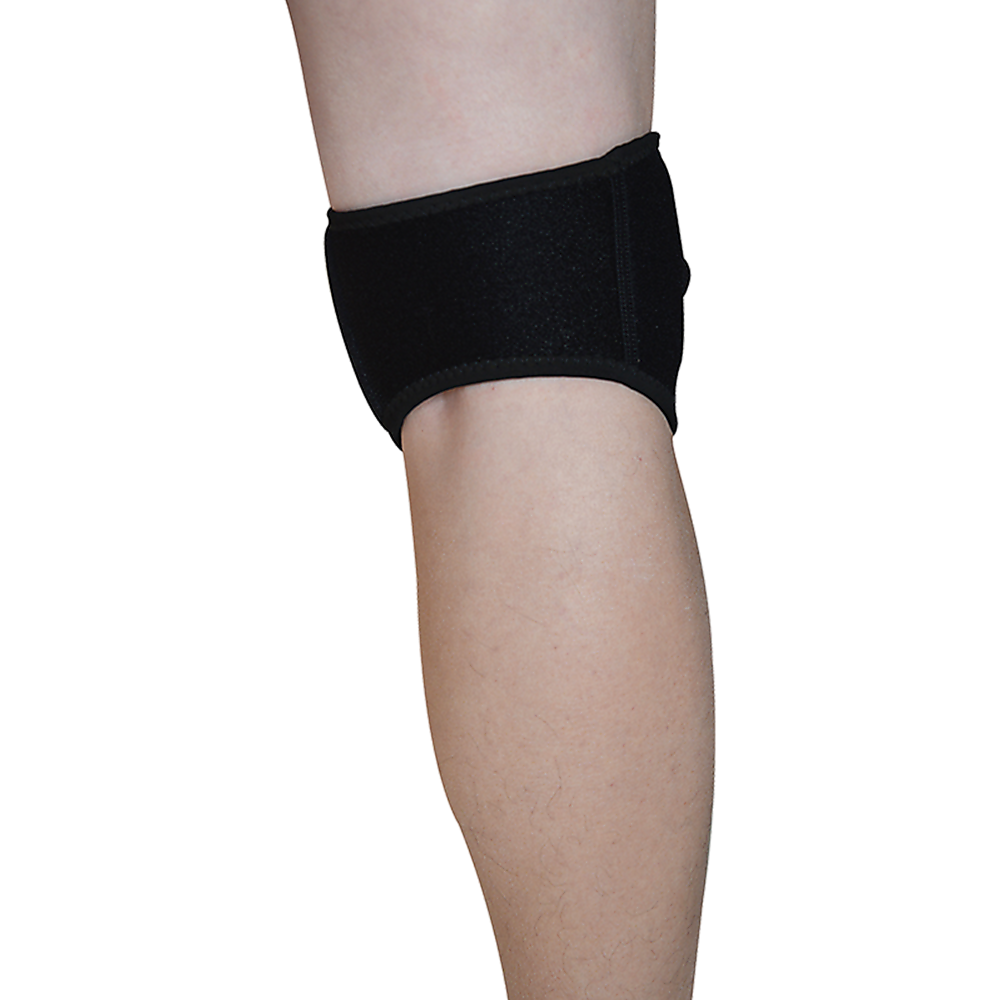 Black arm sleeve on a person's arm against a white background