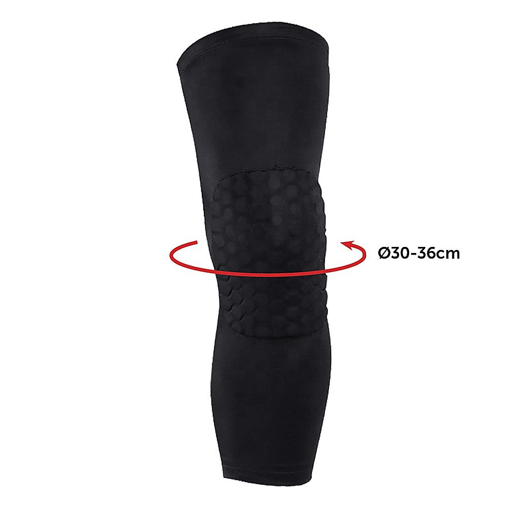 Black elbow pad with measurement details on a white background