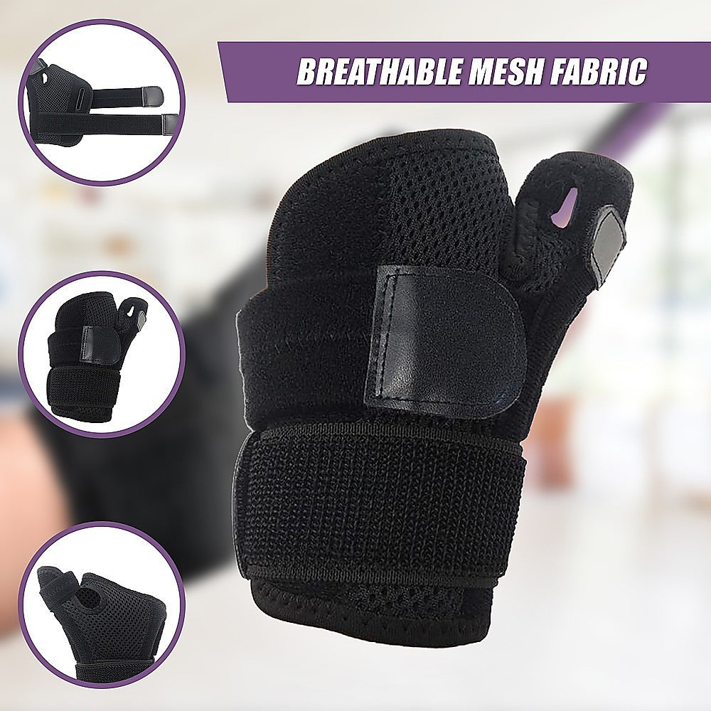 Black glove with breathable mesh fabric on a blurred background