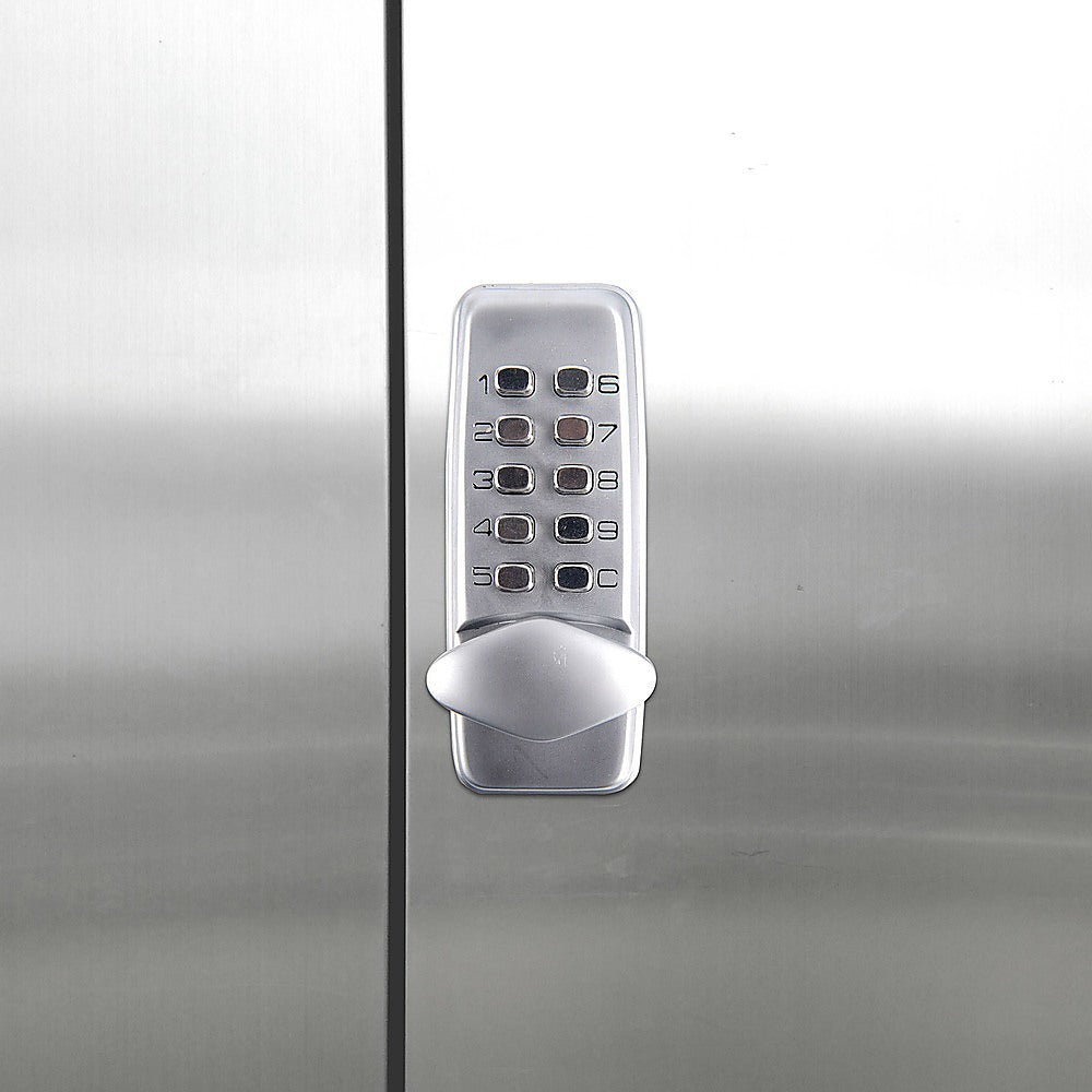 Digital door handle on a metallic surface