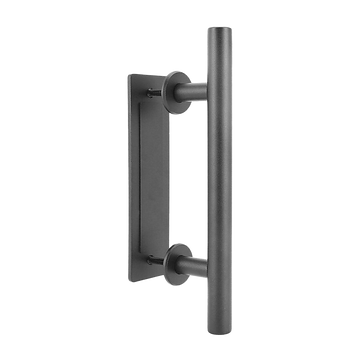 Black door handle on a white background