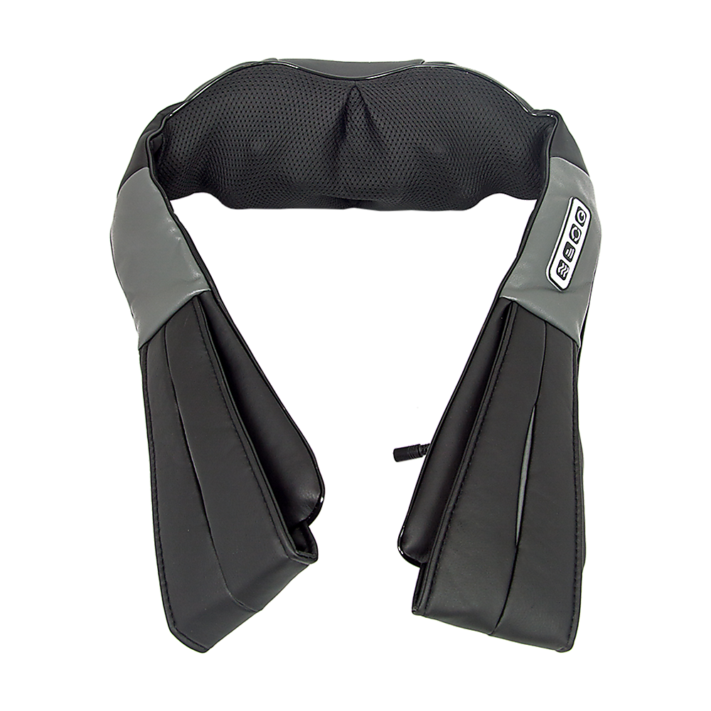 Black and gray neck and shoulder massager on a white background