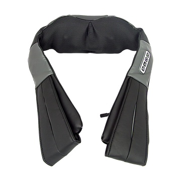 Black and gray neck and shoulder massager on a white background