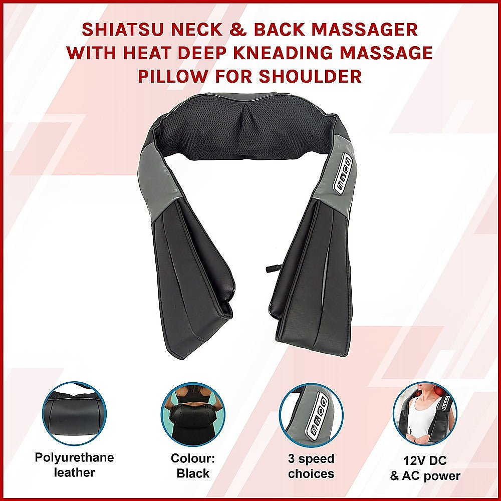 Shiatsu neck and back massager with deep kneading massage pillow on a pink background