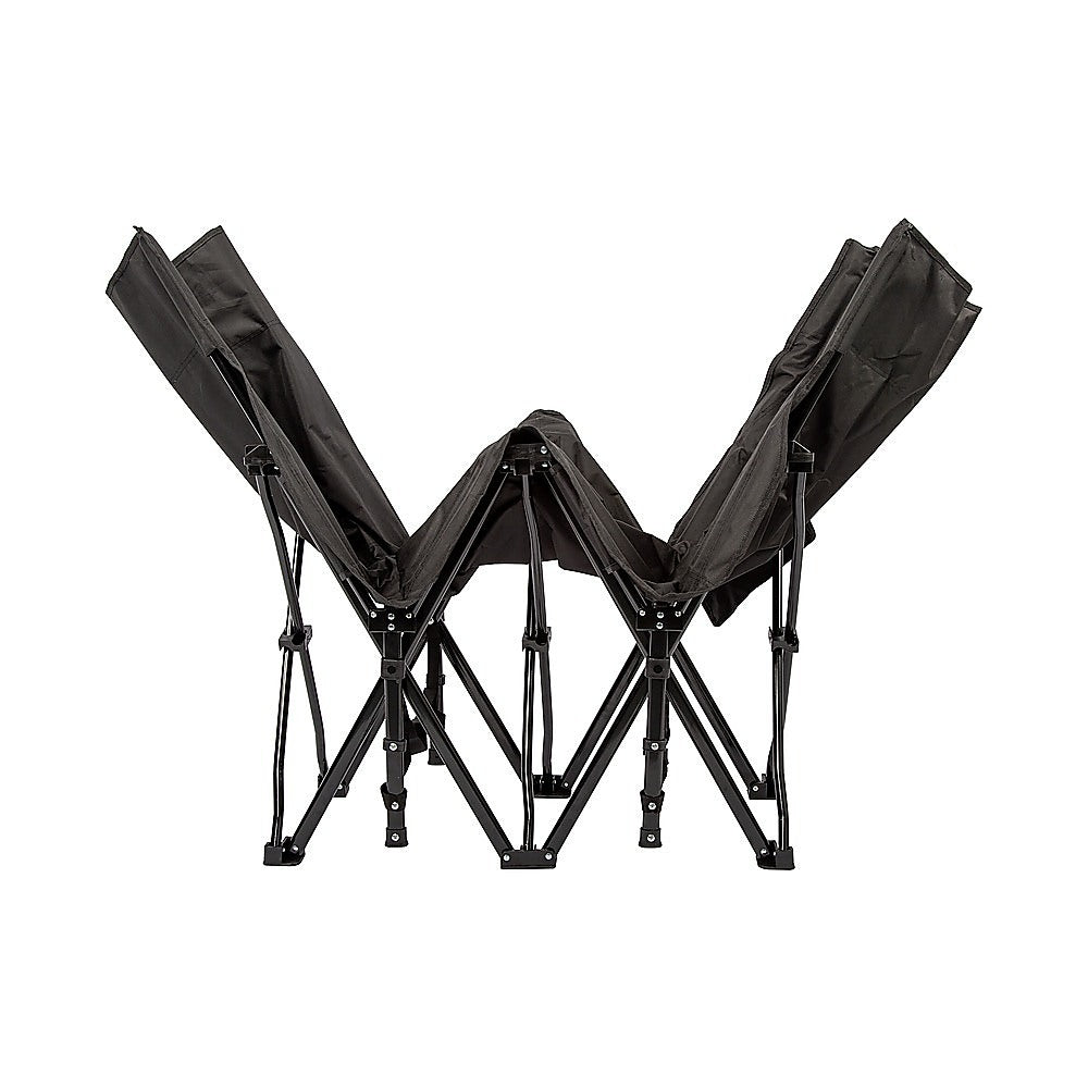 Black folding chair on a white background