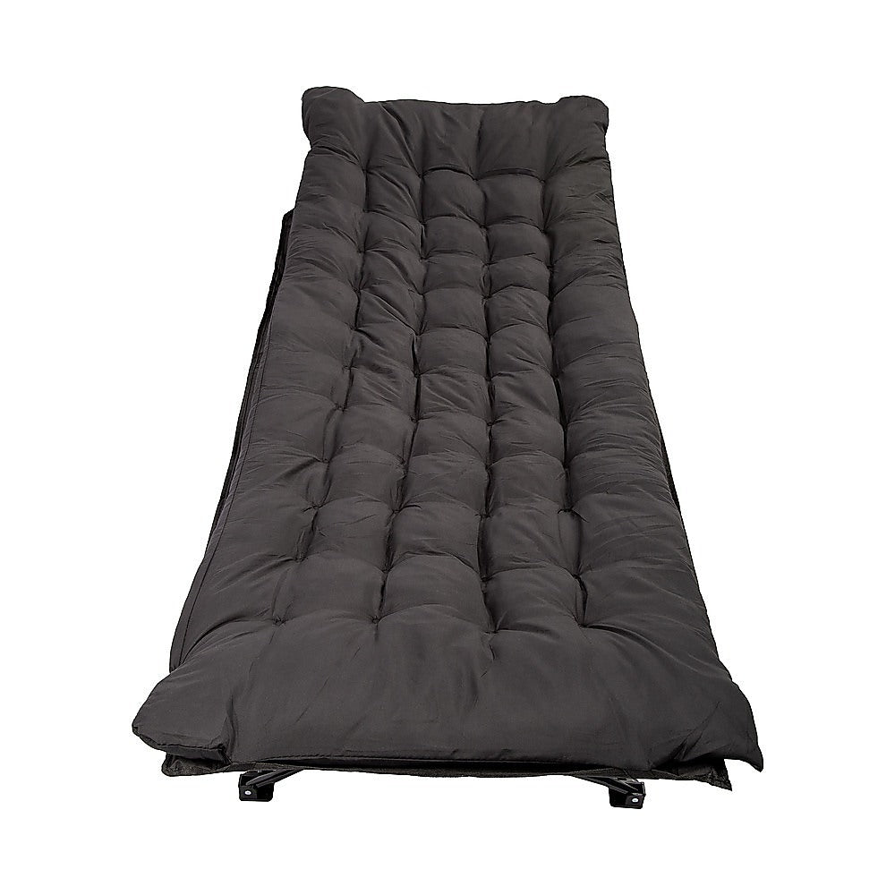 Black sleeping bag on a white background