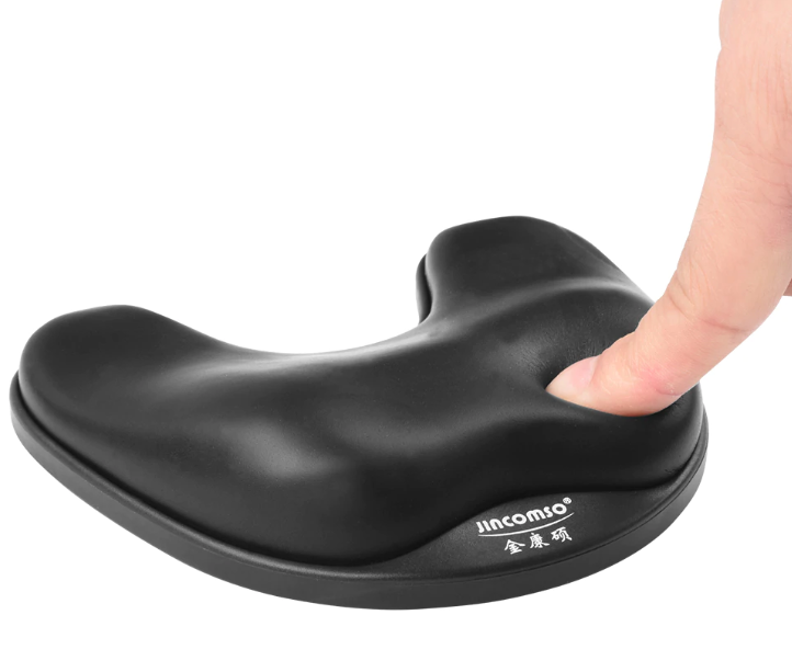 Black wrist rest with 'Jincomio' branding on a white background