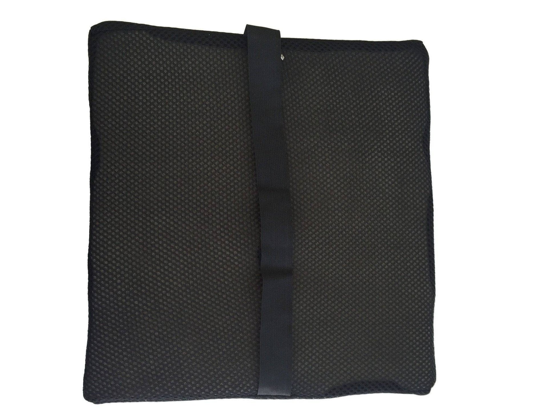 Black mesh bag with a strap on a white background