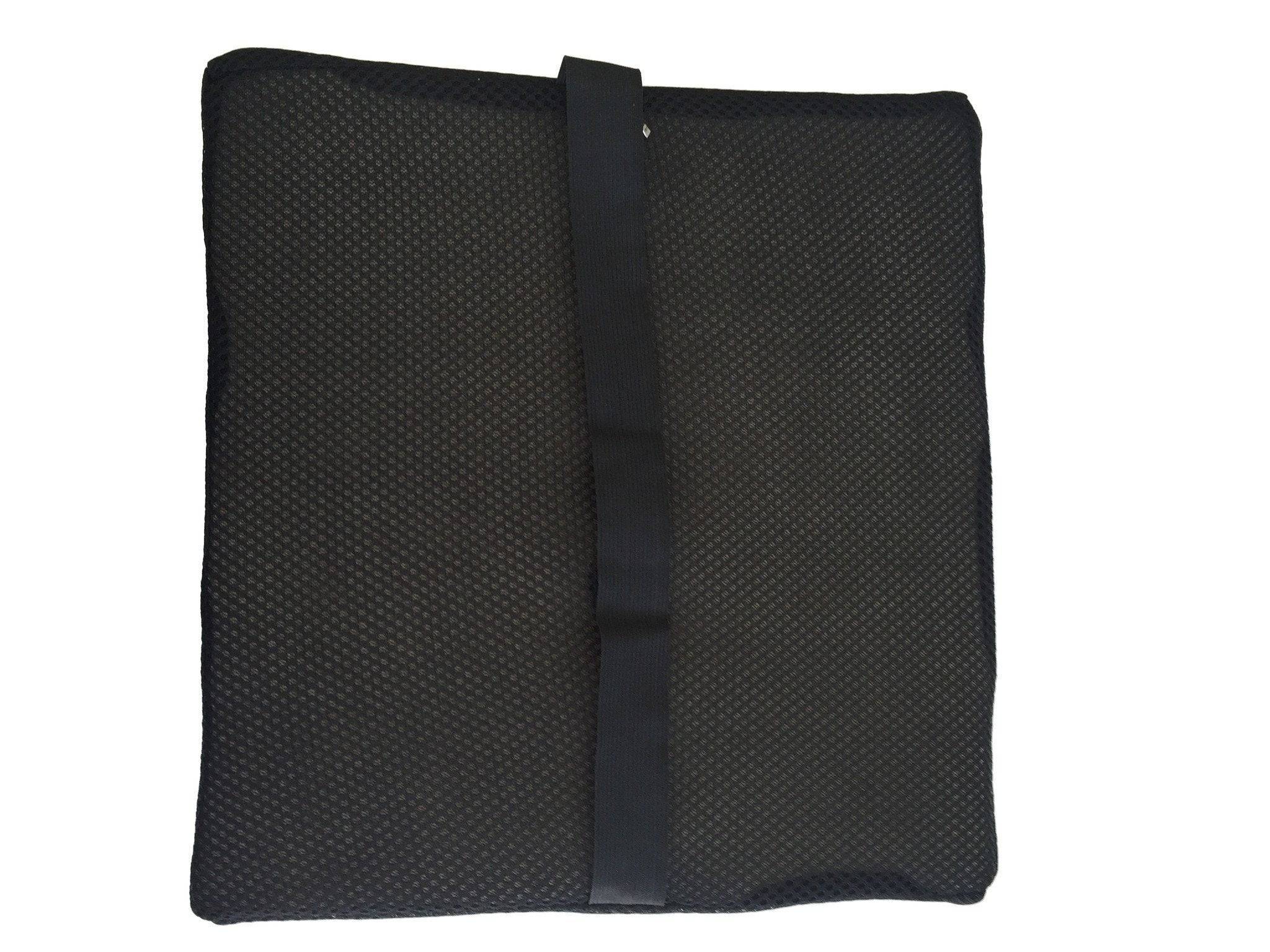 Black mesh bag with a strap on a white background