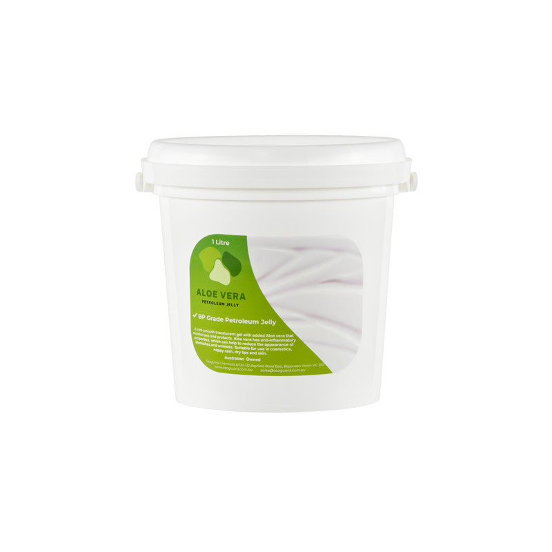 White container with green label on a white background