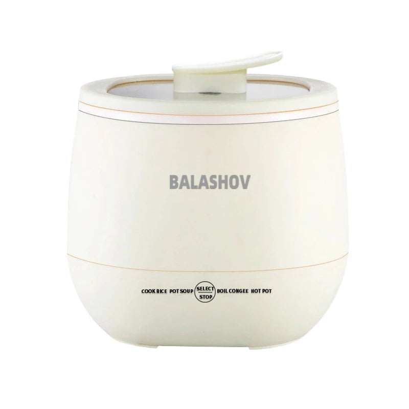 White ceramic pot with lid on a white background, featuring the brand 'Balashov'.