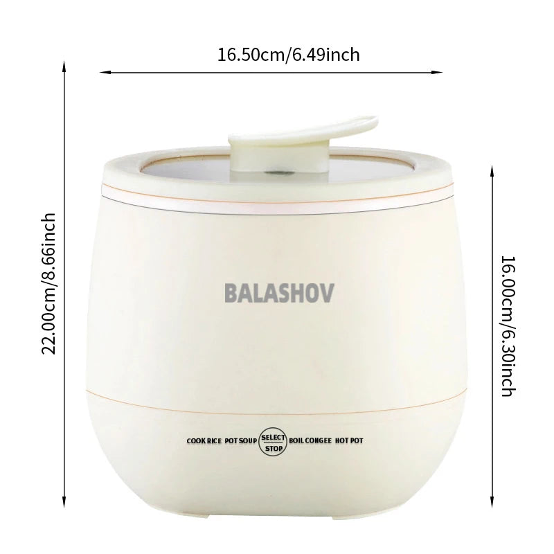 White ceramic pot with dimensions labeled, featuring the brand 'BALASHOV'.