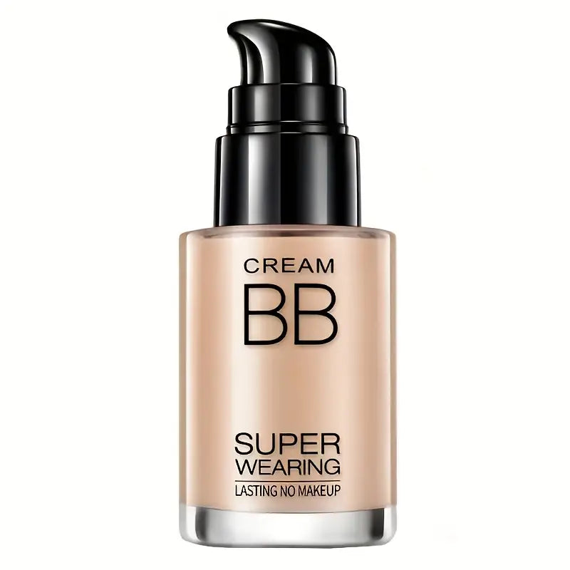 BB cream bottle with pump on a white background